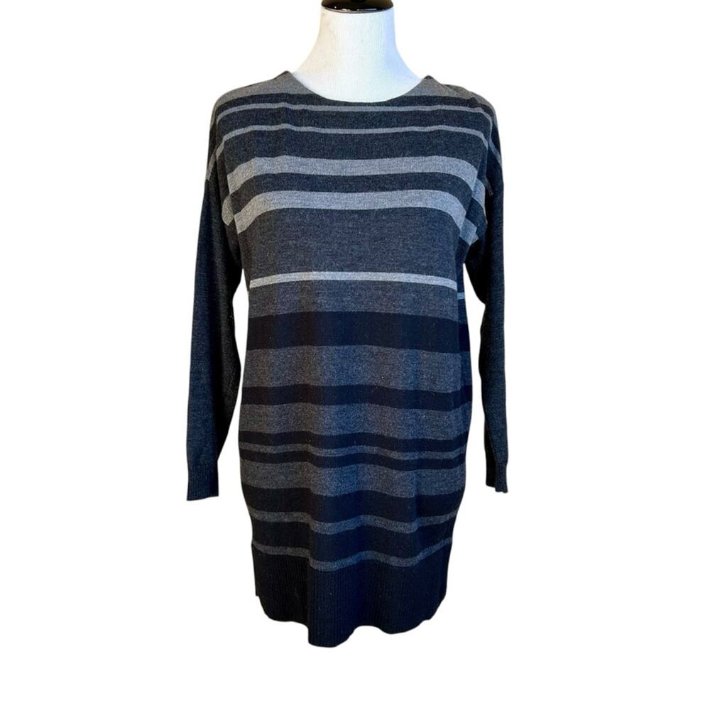 Eileen Fisher 100% Merino Wool Striped Tunic Sweater XS | Italian Yarn oversized